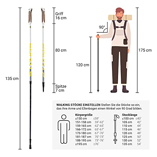 Msports Nordic Walking Stöcke Premium White – hochwertige Qualität – Superleicht – auswählbar mit Tragetasche – Walking Sticks (Nordic Walking Stöcke) - 2