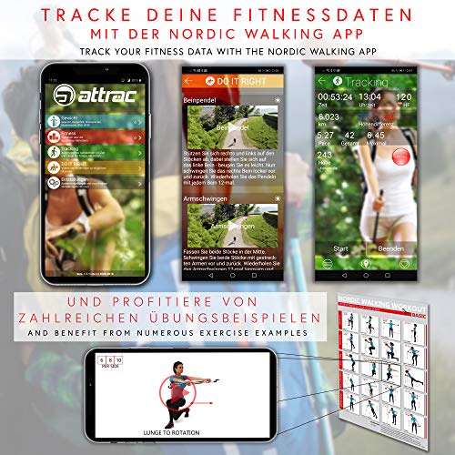 Nordic Walking Stöcke Aluminium mit Handgelenkschlaufen | GRATIS – Nordic Walking/Fitness App (120) - 5