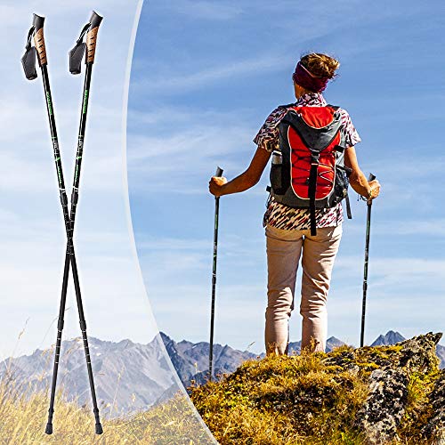 Mountaineer Nordic Walking Stock Stöcke Wanderstock | Antischock Dämpfungssystem | Stufenlos verstellbar von 70 bis 135 cm | Schwarz - 8