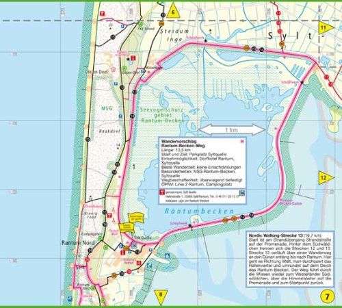 Sylt: Leporello Wanderkarte mit Ausflugszielen, Einkehr- & Freizeittipps und Nordic-Walking-Strecken, wetterfest, reissfest, abwischbar, GPS-genau. 1:25000 (Leporello Wanderkarte / LEP-WK) - 2