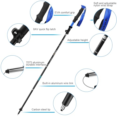 Anykuu Faltbare Wanderstöcke (110-130 cm) – Nordic Walking Stöcke - 4