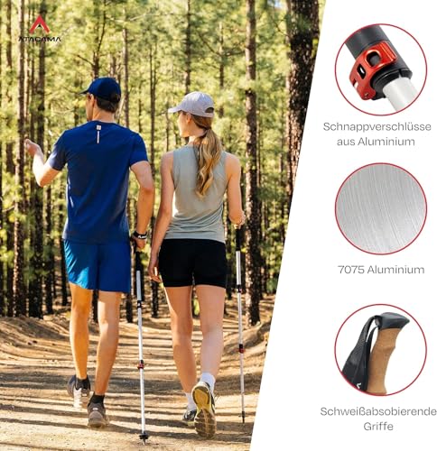 ATACAMA Wanderstöcke Teleskop aus Aluminium - Nordic Walking Stöcke Damen und Herren - Nordic Walking Stöcke verstellbar Gummipuffer - Trekkingstöcke Wanderstöcken verstellbar Wanderstock Ultraleicht - 4
