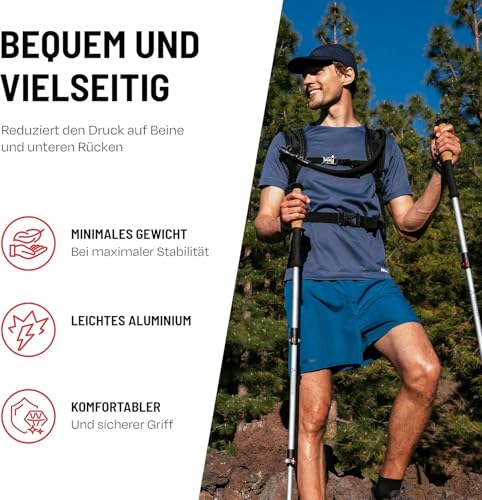 ATACAMA Wanderstöcke Teleskop aus Aluminium - Nordic Walking Stöcke Damen und Herren - Nordic Walking Stöcke verstellbar Gummipuffer - Trekkingstöcke Wanderstöcken verstellbar Wanderstock Ultraleicht - 6