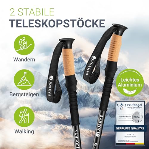 Juskys Nordic Walking Stöcke – 2 Alu Teleskop Wanderstöcke - 2